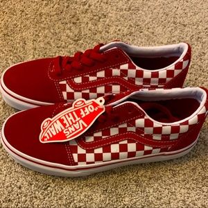 Red and white checkered Vans for boys